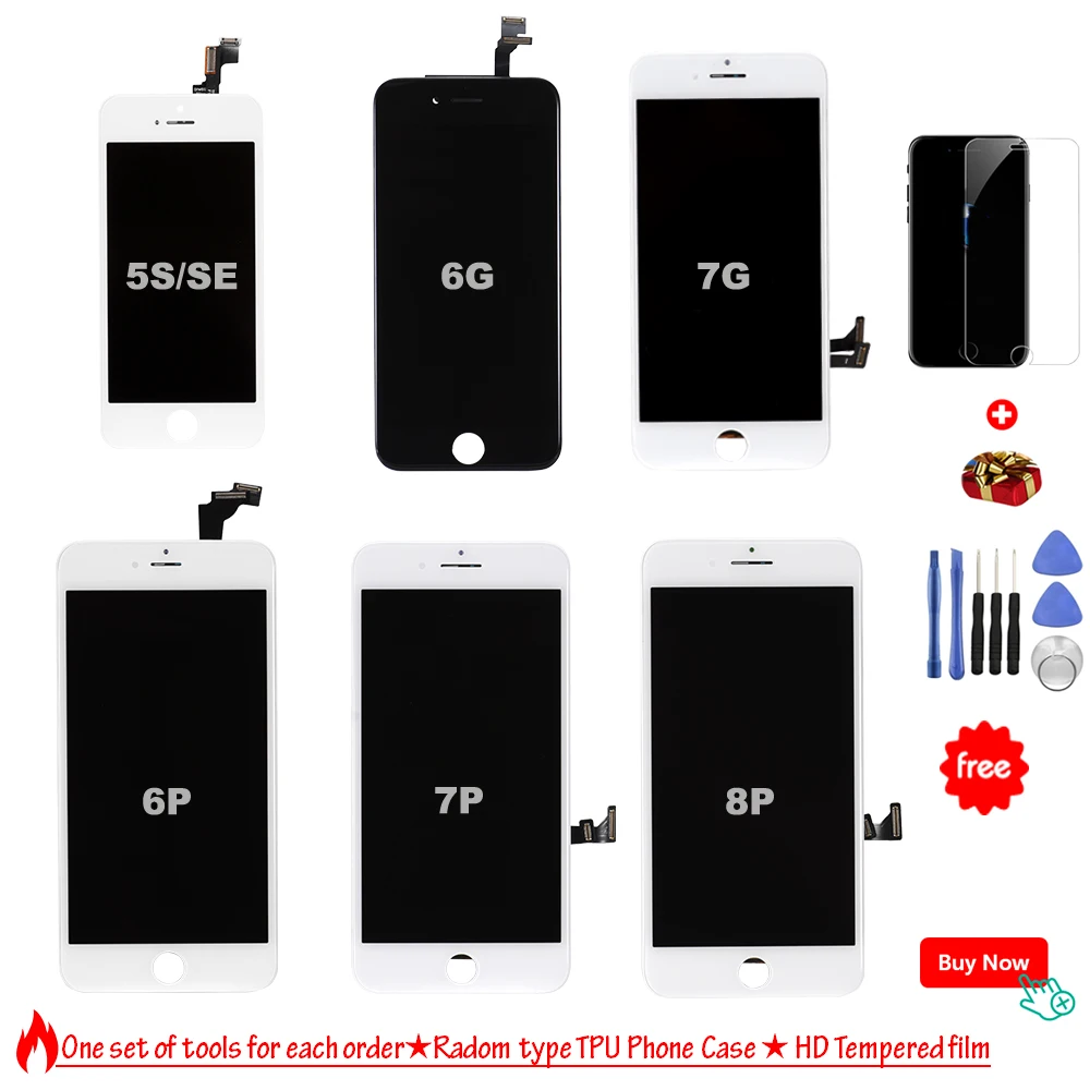 Класс AAA + ЖК-дисплей для iphone 6 7 8 6S ЖК-экран Замена с сенсорным экраном дигитайзер