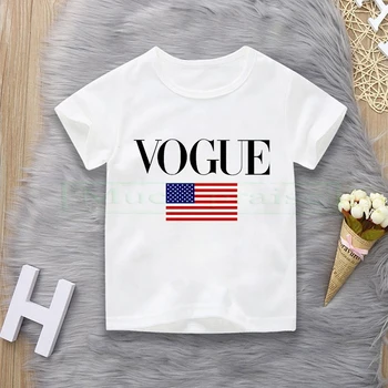 

BLWHSA USA Flag T shirt children America Fashion Short Sleeve Pure Cotton Cool T-shirts United States Flag Hip Hop Tops Tees