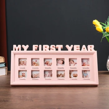 

Photo frame plastic for 12 photos 4x4 cm "My first year" pink 42.5x21.5x3 cm 2257913