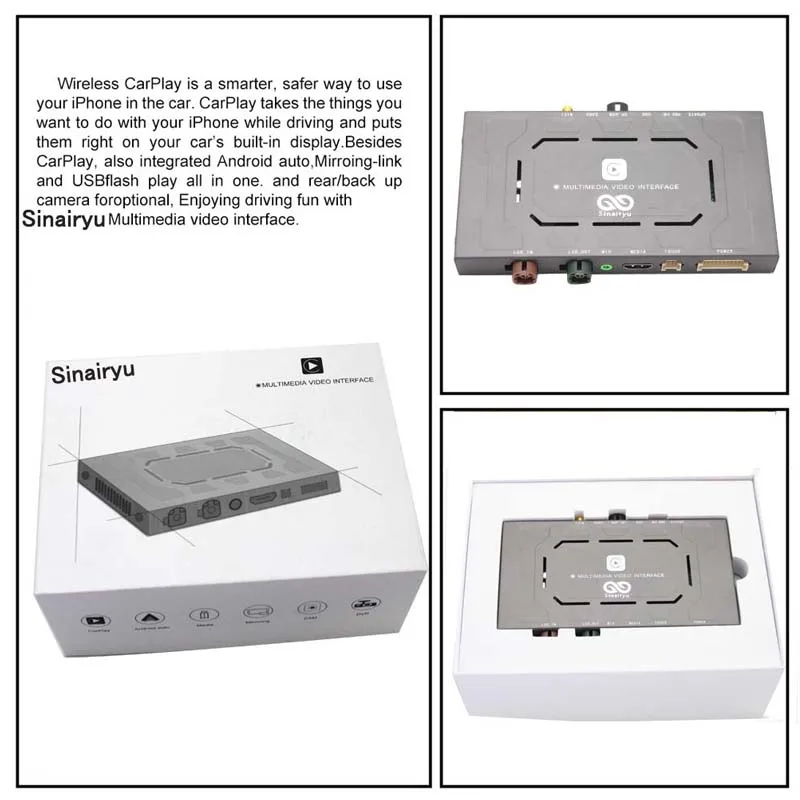 Sale Sinairyu WIFI Wireless Apple Carplay Car Play Android Auto Mirroring Retrofit NBT i3 2013-2017 for BMW support Reverse Camera 4