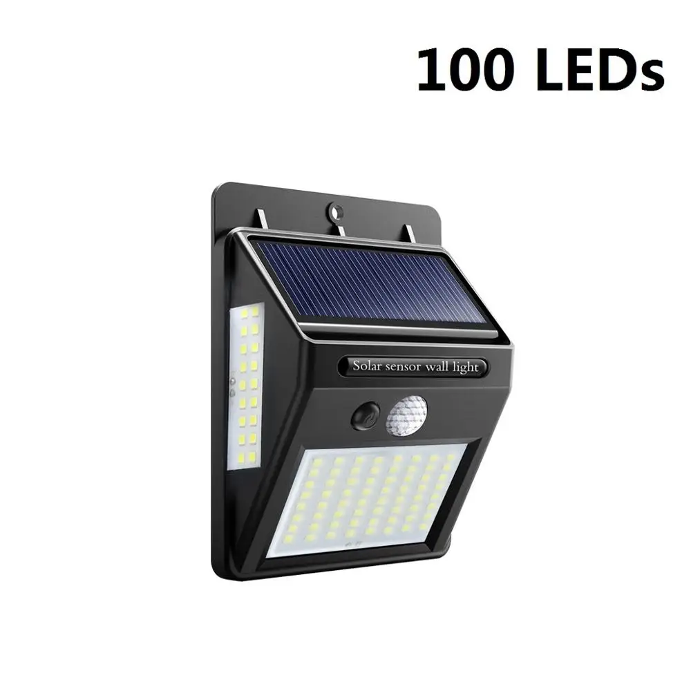 100 leds Светодиодный садовый светильник на солнечной батарее, открытый водонепроницаемый датчик движения, светодиодный светильник для газонов, уличный забор, садовая дорожка, настенный светильник для двора, ing - Испускаемый цвет: 100 leds