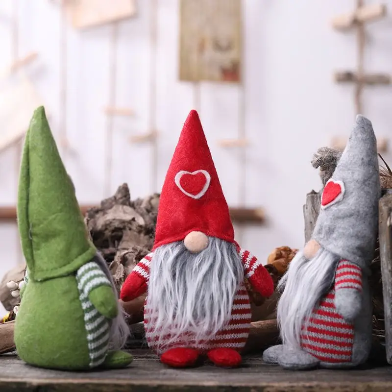 Счастливого Рождества шляпа с сердечком шведский Санта гном плюшевые куклы украшения ручной работы игрушки Праздничные вечерние украшения дома
