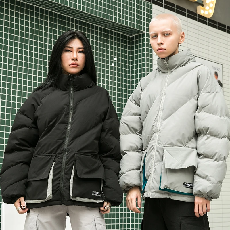Хип Хоп Уличная Мужская куртка с капюшоном стеганая парка зима 2019 Harajuku ретро