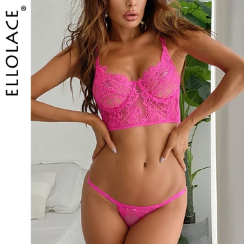 

Ellolace Lingerie Lace Bra Set Women's Underwear Transparent Bra Party Set Lingerie Set Sexy Underwear Set See Through Bra