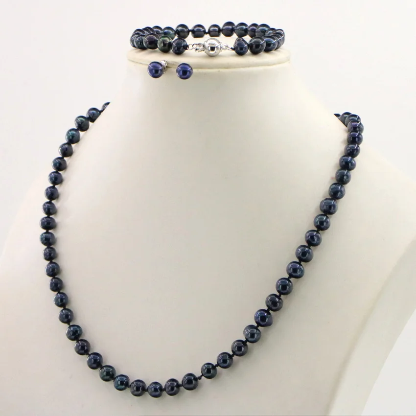 WUBIANLU 4 colors 7-8mm Pink Pearl Necklace Bracelet Earring Sets Women Jewelry Making Design Fashion Style Girl Gift Wholesale (35)