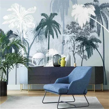 

Milofi3D decorative wallpaper mural Nordic hand-painted tropical plants scrub coconut tree indoor elegant background wall
