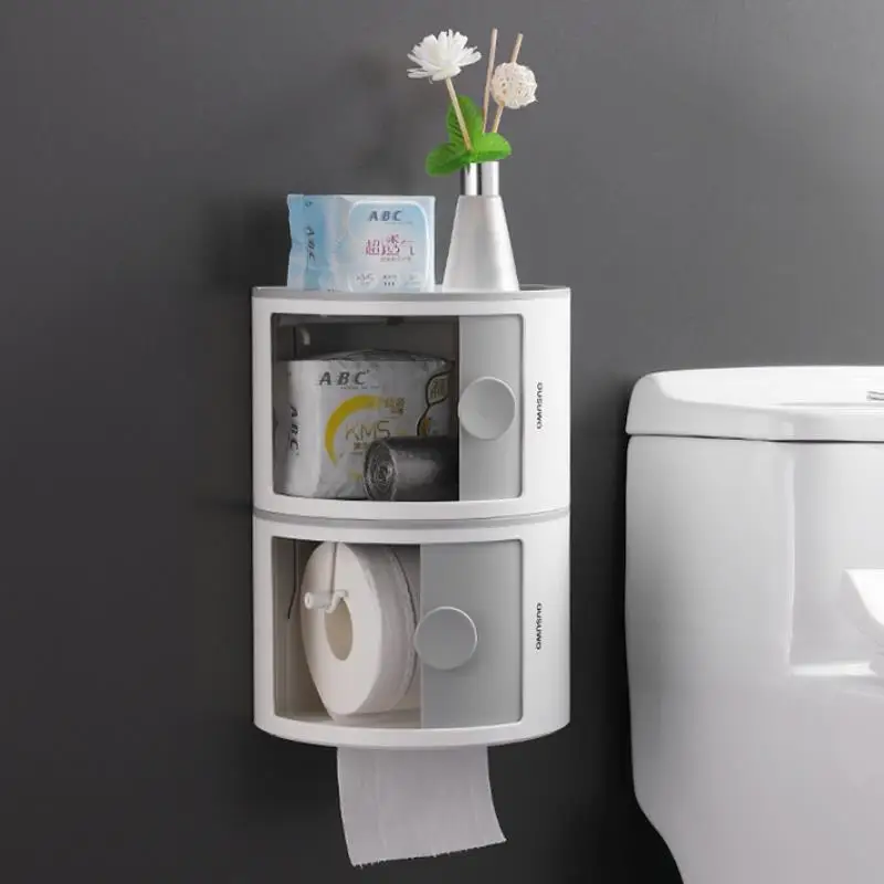 Makeup Organizer For Cosmetic Plastic Multi Functional Bathroom Tissue Box Office Household Punch Free Waterproof Storage Box