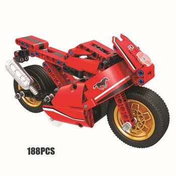 

technics red motorcycle figures building block racing motor vehicle bricks model pull back toys collection for gifts