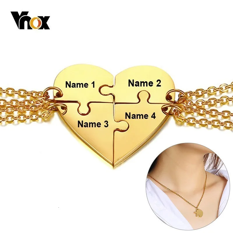 Vnox 4 шт./компл. кулон Пазл сердце семья любовь дружба ожерелья с бесплатной