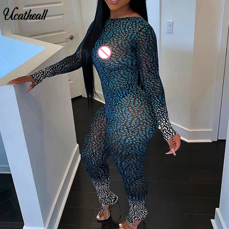 

Sexy Perspective Rompers Jumpsuits Women Catsuit Long Sleeve Solid Summer Jumpsuit Backless Leotard Bodies One Piece Jumpsuit