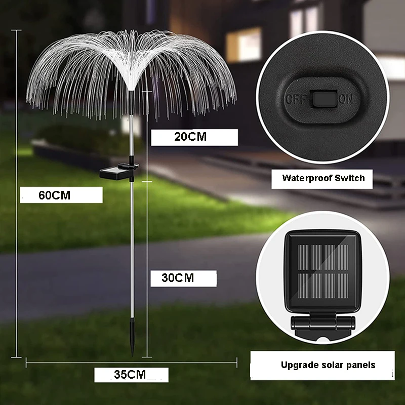 solar street light 600 Lumen Solar Jellyfish Light Changing Color Outdoor Waterproof Solar Garden Fiber Optic Lights for Yard Pathway Holiday Decor solar hanging lanterns