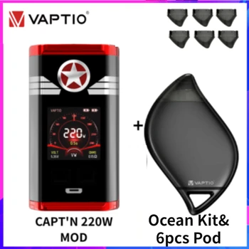 

Free 6pc OCEAN STAR Pod Original VAPTIO Ocean Star KIT With 550mAh Built In Battery 1.5ml 9W 1.2ohm VAPE Pod System Starter Kit