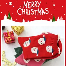 5 пар, женские рождественские носки с мультипликационным принтом, толстая плюшевая манжета, чулочно-носочные изделия с принтом Санты