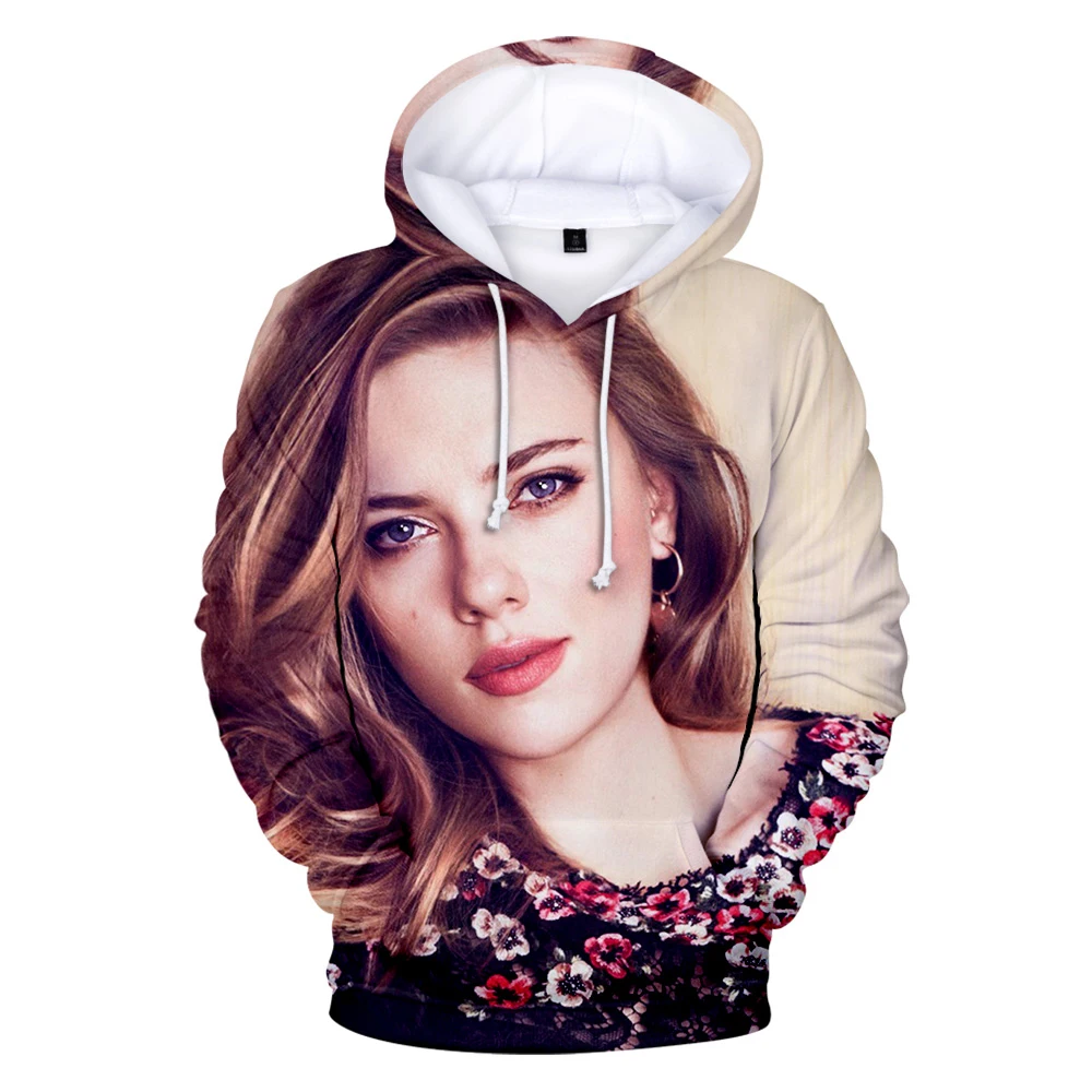 Scarlett Johansson/Детские толстовки с 3D рисунком; удобные повседневные мужские пуловеры в стиле Харадзюку; сезон осень; пуловеры с 3D капюшоном в стиле Скарлетт Йоханссон