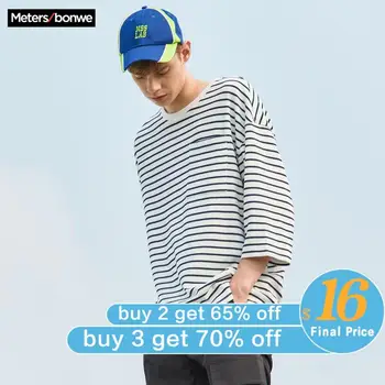 

Metersbonwe 2020 New stripe T-shirt for Male Summer Holiday Trend T-Shirt Simple Casual Mid-sleeved Tops