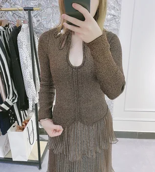 

Early Autumn Womens Knitted Sweater Street Wear Retro Hollow Out Slim Knitwear Female Pullover Top 2020 New
