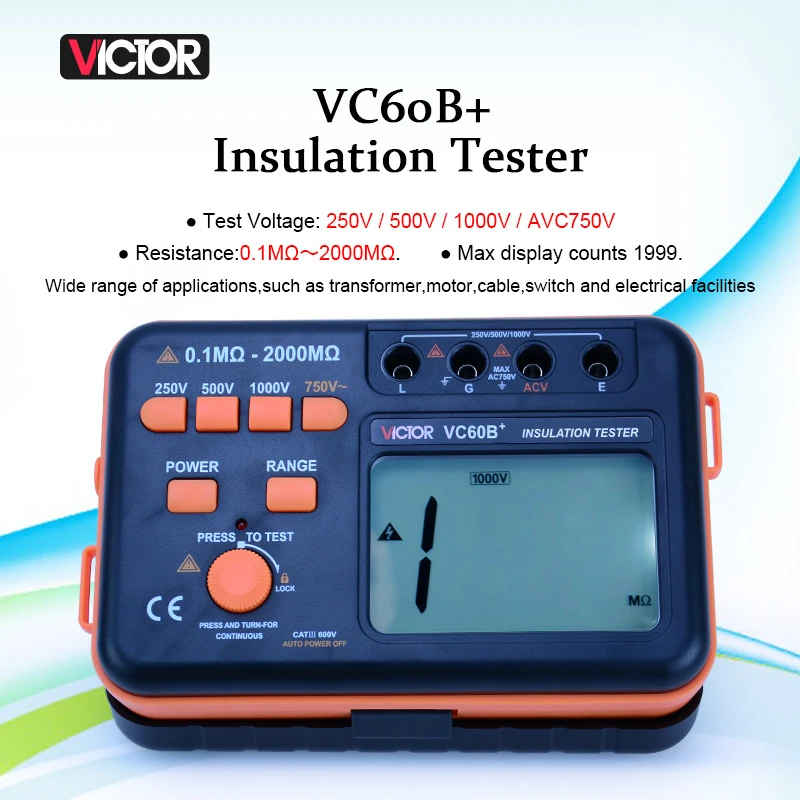 Victor VC60B+ Digital Insulation Resistance Tester Megger MegOhm Meter