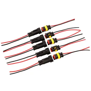 

Hot 5 set 2 Pin Car Motorcycles Electrical Connector Adapter W/Wire Black