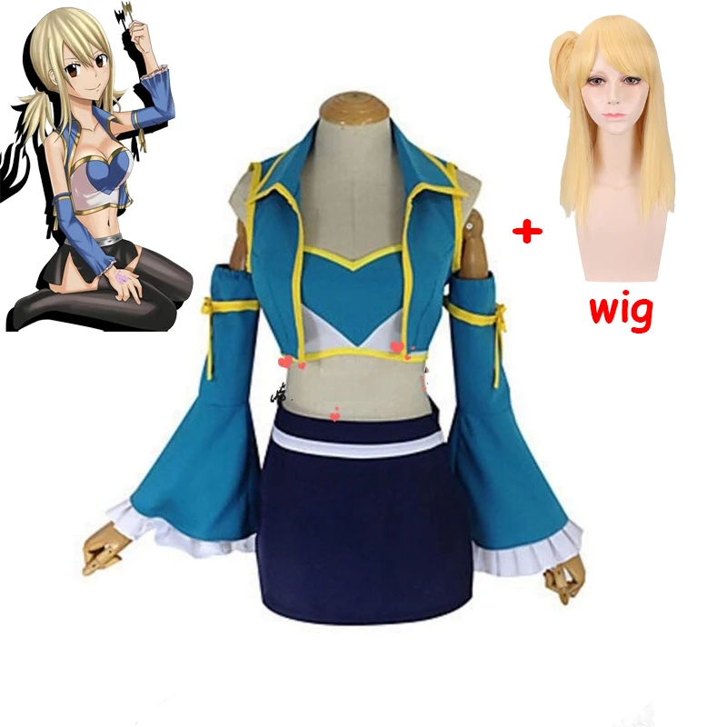 

Anime Lucy Heartfilia Fairy Tail 7 Years Later Lolita Cosplay Costume Girls Sailor School Uniform Skirt Outfit Halloween Party