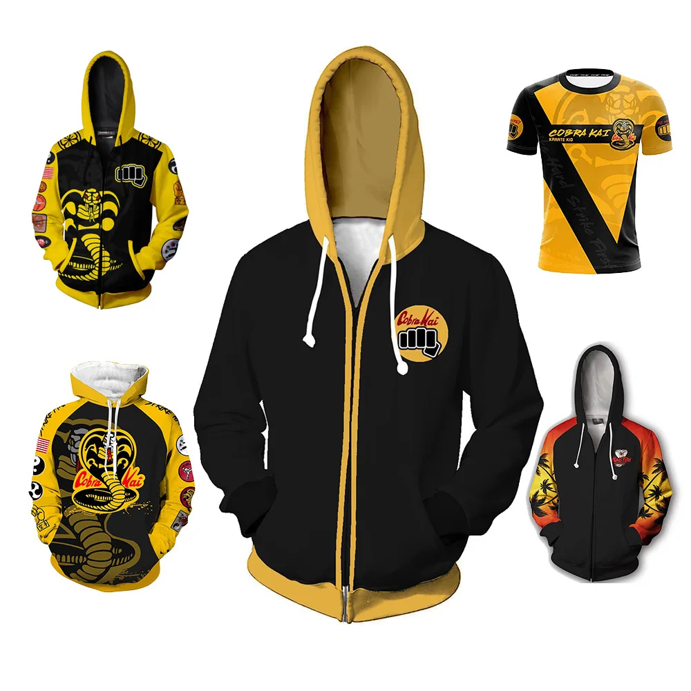 2021 Cobra Kai Cosplay куртка толстовки с капюшоном Детский пуловер пальто Толстовка