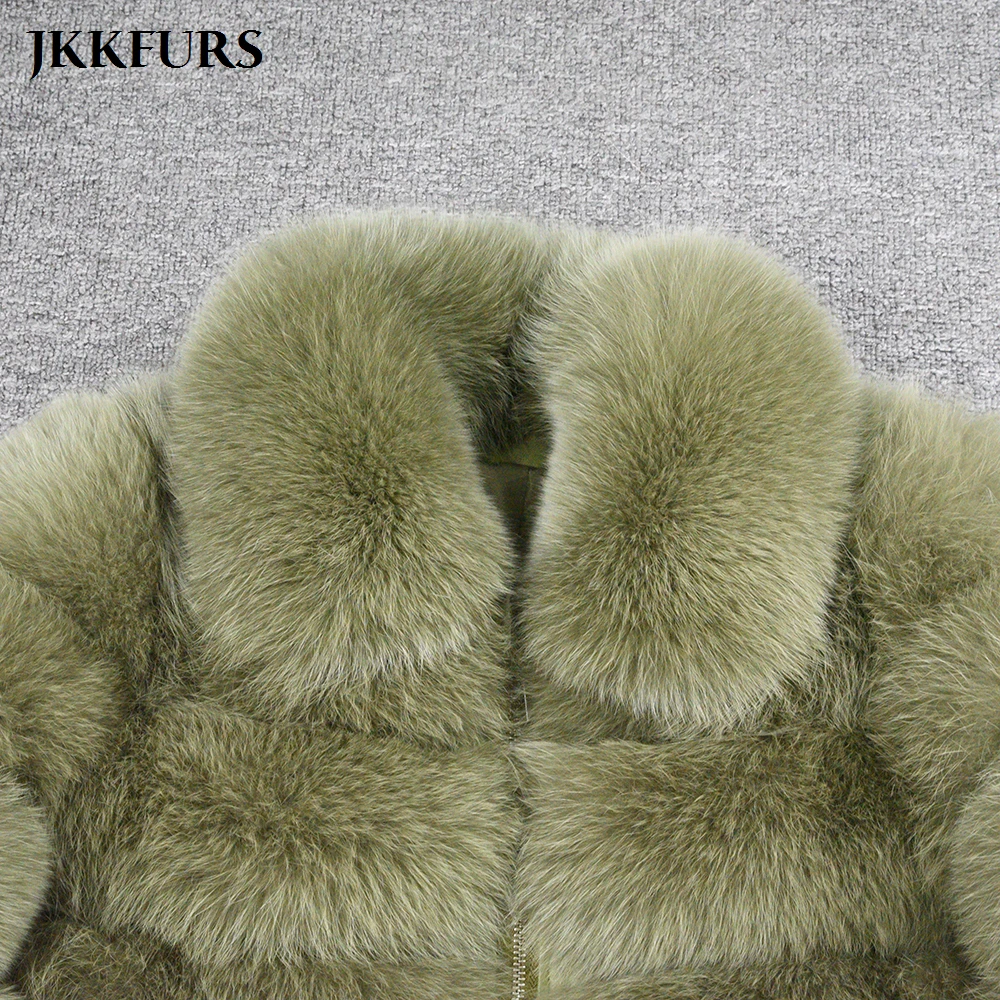 Winter New Women's Real Fox Fur Jacket Zipper Lady Short Style Fur Coat Thick Warm Fur Outerwear S7636