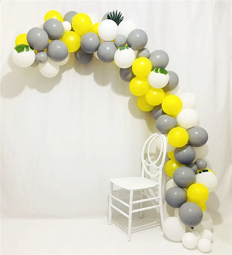 

90pcs Gray Yellow White Latex Balloons Garland Arch Kit Backdrop Baby Shower Weeding Birthday Party Background Decorations