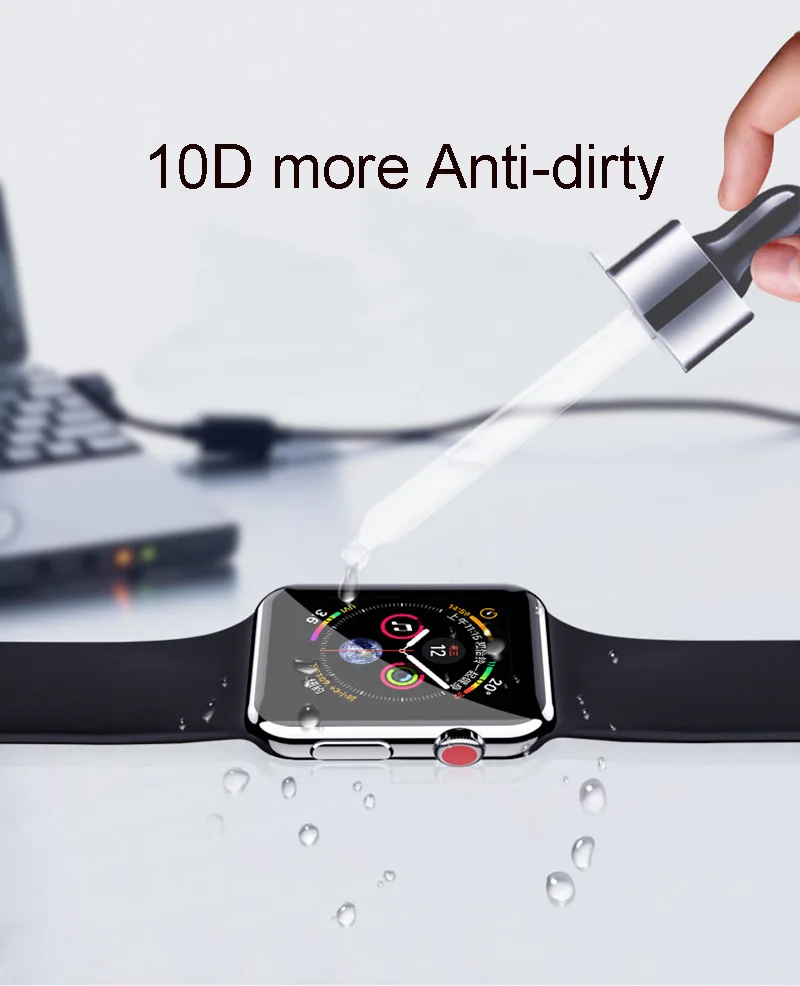 10D водная пропитанная гелем пленка(не стекло) для Apple Watch 38 мм 42 мм 40 мм 44 мм серия 4 3 2 1 крышка для телефона, которая полностью закрывает переднюю часть изогнутой кромки протектор экрана