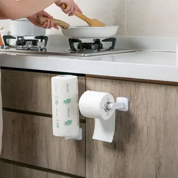 

ABS Wall-mounted Kitchen Shelf Towel Roll Paper Holder Cling Film Storage Rack Kitchen Organizer Toilet Paper Dispenser Rack