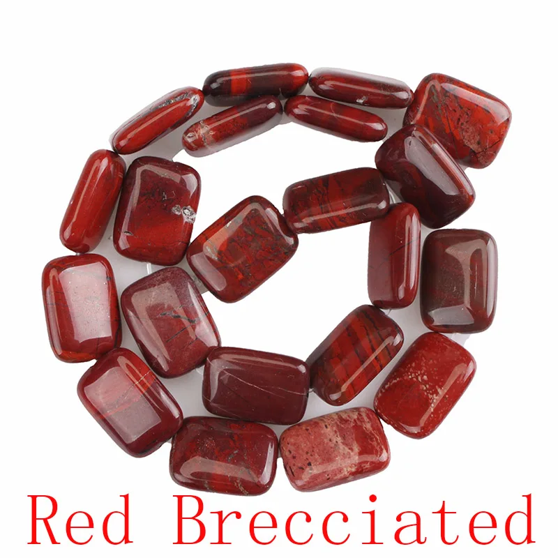 Натуральная Прямоугольная форма камня свободные бусины 13X18 мм DIY ручной работы разделитель бусины браслеты ожерелье для женские украшения изготовление - Цвет: Red Brecciated