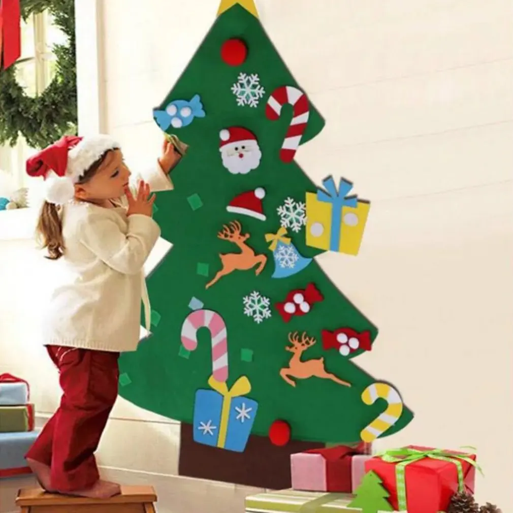 Diy Felt Christmas Tree New Year Gifts Kids Toys Artificial Tree Wall Hanging Ornaments Christmas Decoration For Home