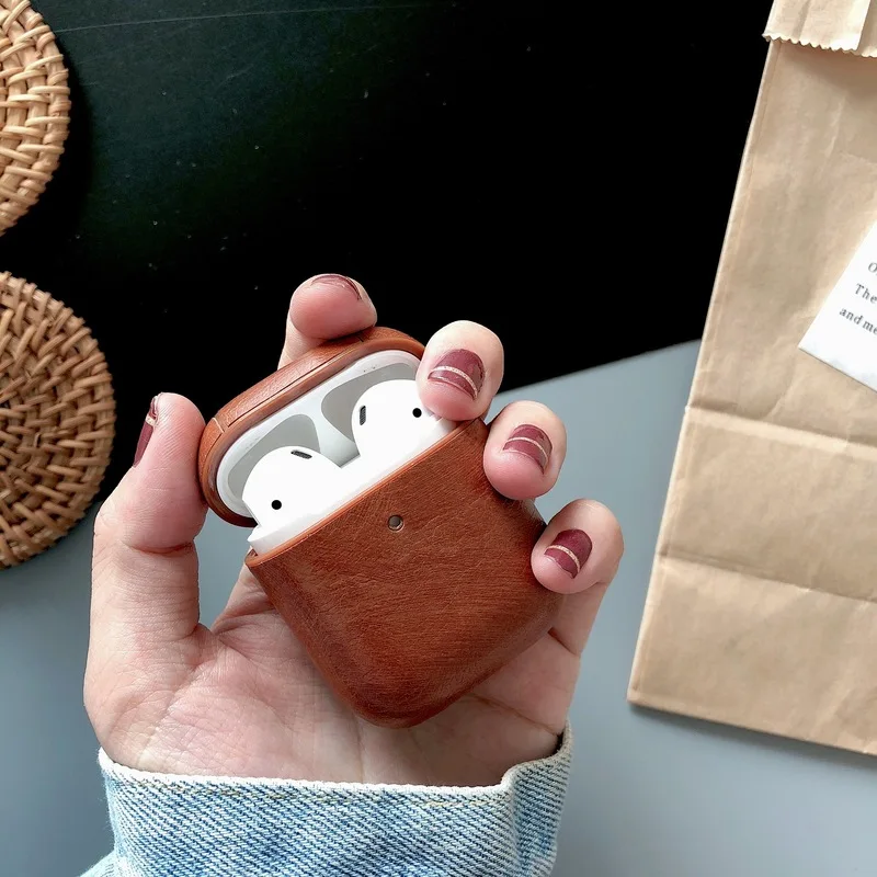 Чехол Airpods из натуральной кожи для Apple Airpods 1 2, чехол для зарядки, защита от пыли, аксессуары