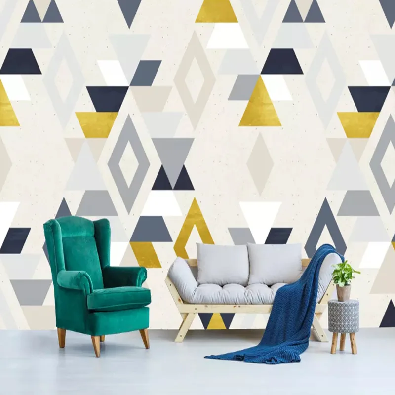 

Geometry Rhombus Pattern TV Backdrop Wallpaper Creative Triangular Abstract Wallpaper Northern European-Style Art Stereo Mural