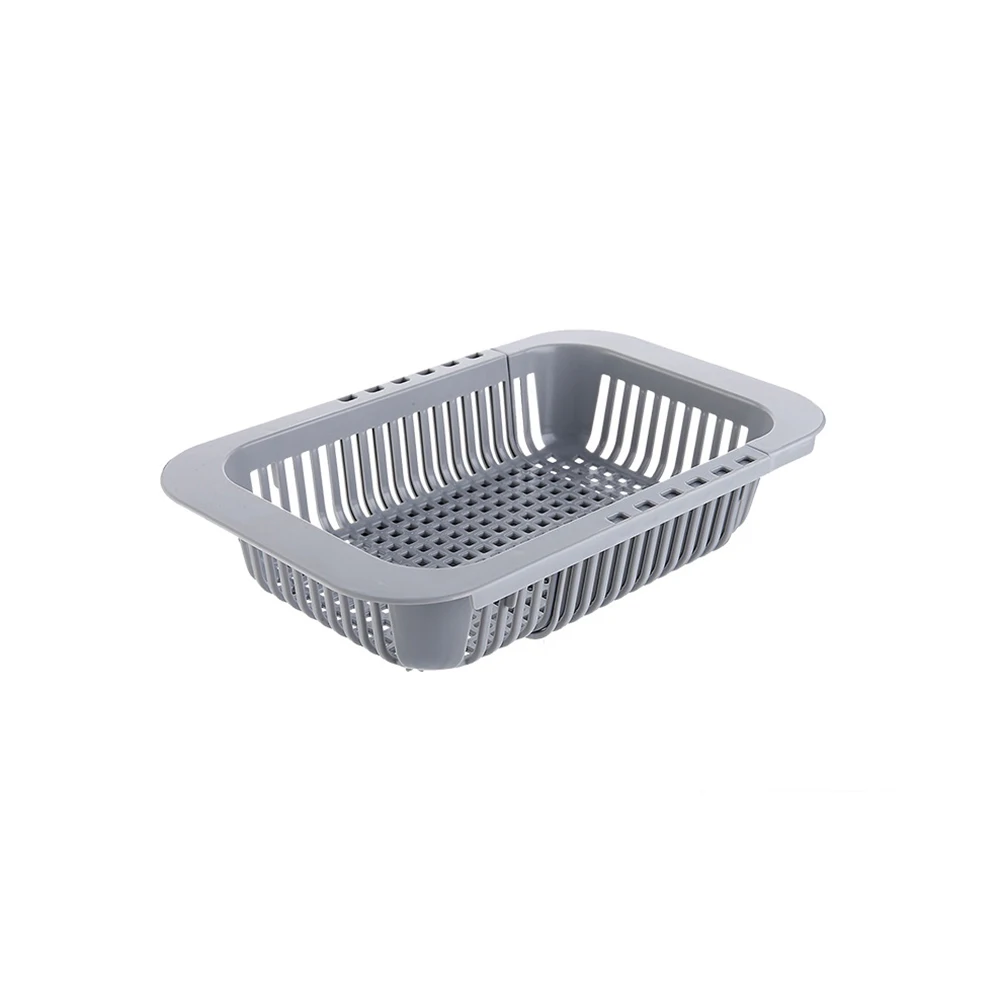 Kitchen Organizer Cuisine Sink Drain Basket Plastic Dish Rack Retractable Vegetables Filter Water Baskets escurridor de platos - Цвет: Серый