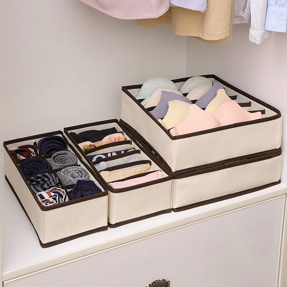 Multi-size Foldable Storage Boxes Underwear Closet Drawer Divider Lidded Closet Organizer For Ties Socks Bra Underwea