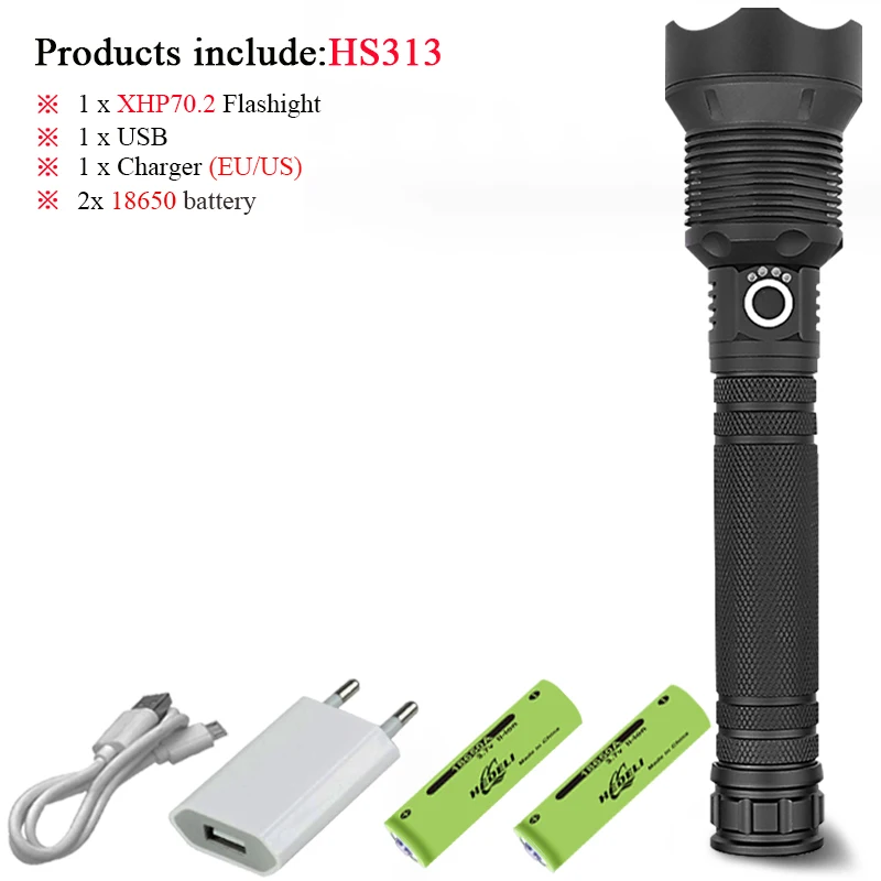 BHS313B1 Яркий xhp90.2 самый мощный светодиодный светильник-вспышка usb фонарь xhp70 xhp50 18650 или 26650 перезаряжаемый охотничий светильник-вспышка ручная лампа - Испускаемый цвет: BHS313B1