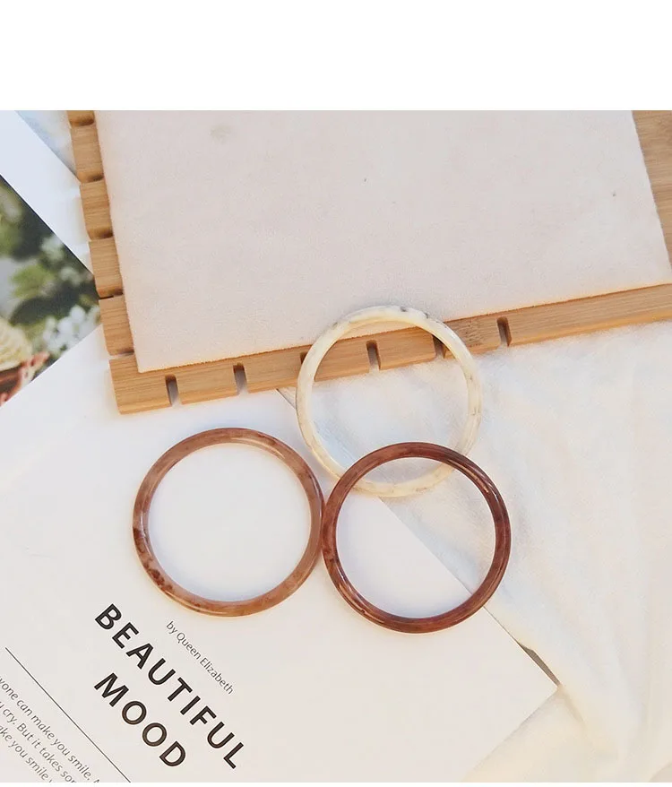 Fashion Round Acrylic Bangles for Women Simple White Coffee Brown Marble Resin Bracelet Vintage Party Jewelry Pulseira