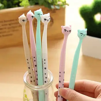 

4Pcs Cute Cats Kawaii Black 0.5mm Gel Ink Roller Ball Point Pen Fine Korean Gift