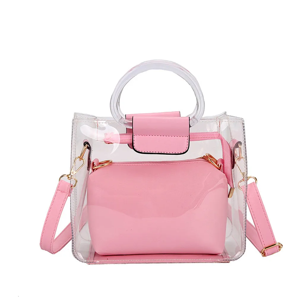 Femme sac à main 2PC gelée Transparent Messenger 2019 nouveau Portable épaule bolso mujer torebka damska shopper sac main #40