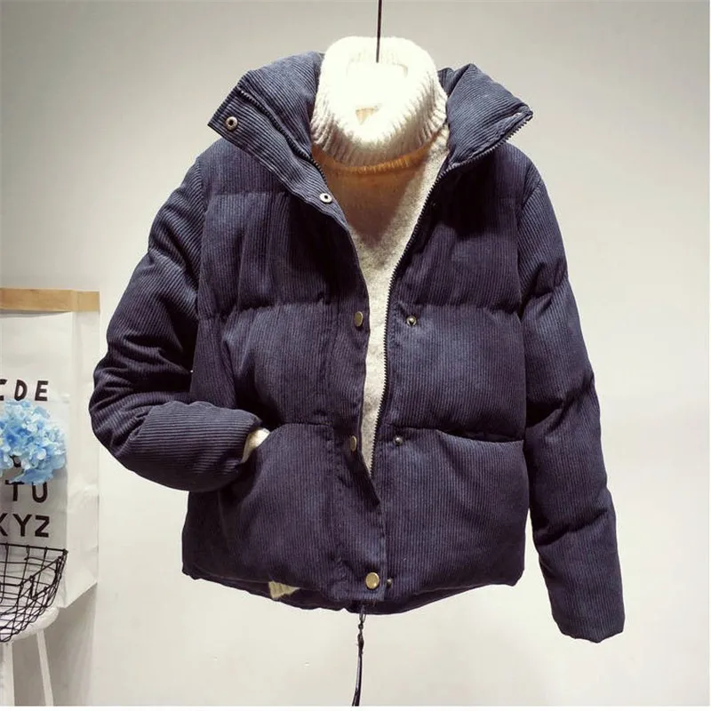 amazing  Sanishroly Autumn Winter Women Down Cotton Coat Parka Warm Thicken Corduroy Jacket Female Long Slee
