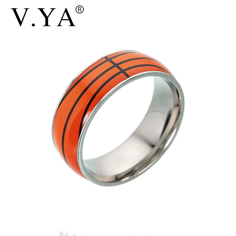 

V.YA Engraved Jewelry stainless steel ring sporting goods accessories for men High Quality Fashion 4 stlye rings Wedding Gift