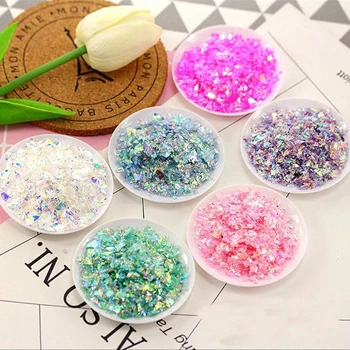 

20g/Bag Nail Flakes AB Color Irregular Cellophane Flake Holographic Mixed-Color Shell Glitter Flake Nail Art Flake Decoration,PD