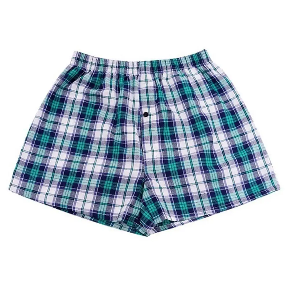 Men's Cotton Arrow Boxers Casual Plaid Print Elastic Waist Underwear Summer Loose Breathable Beach Pants Boxers Shorts 2021 Hot 2