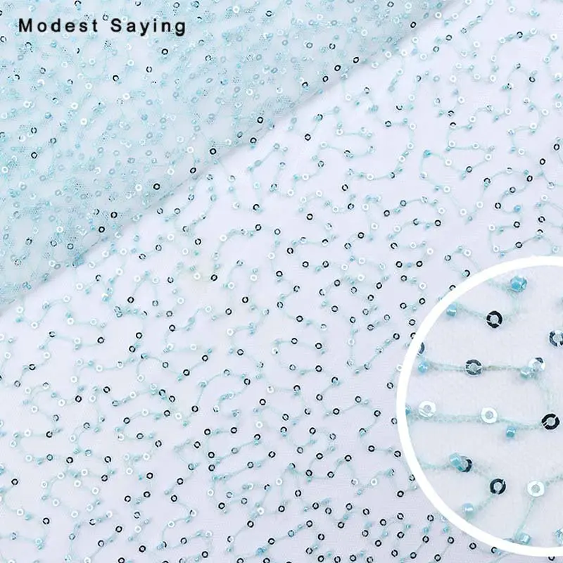 2 Yards Wine Red Sequins Tulle Fabric for Evening Dresses Wedding Party Beaded Sequins Cloth for Craft Mesh Decoration Material