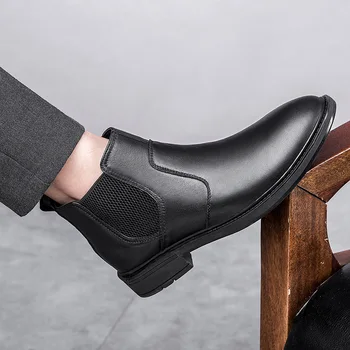 

high quality formal slip on Leather shoes *Z08539 High Top Winter Boots black men leather shoes mens pointed toe dress shoes
