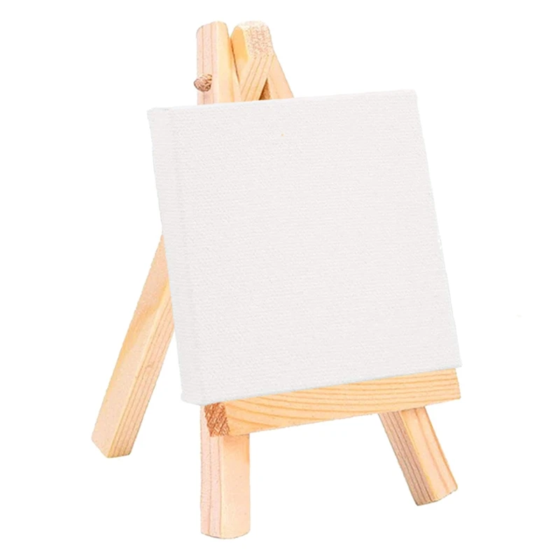 4 By 4 Inch Mini Canvas And 8X16cm Mini Wood Easel Set For