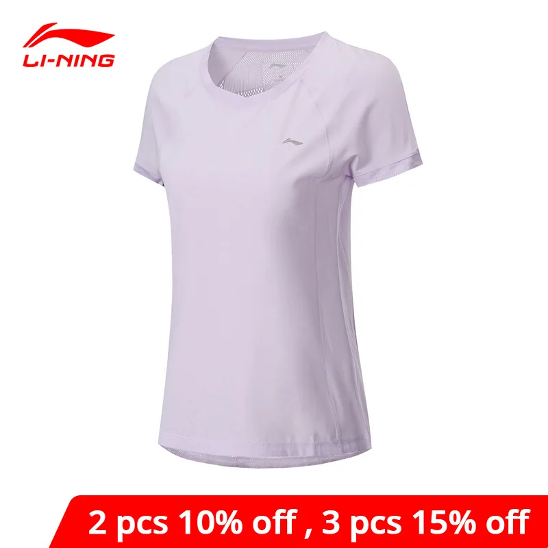 Li-Ning женский топ с коротким рукавом для бега 89% полиэстер 11% спандекс сетчатая