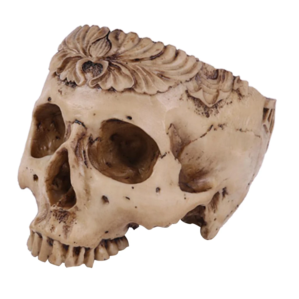 Resin Skull Head Shped Flower Pot Halloween Scene Decoration 