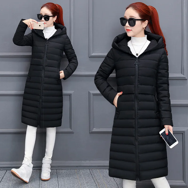 

Down Jacket Cotton-padded Clothes Women's 2018 Winter New Style Korean-style Mid-length over-the-Knee Slim Fit Large Size Cotton