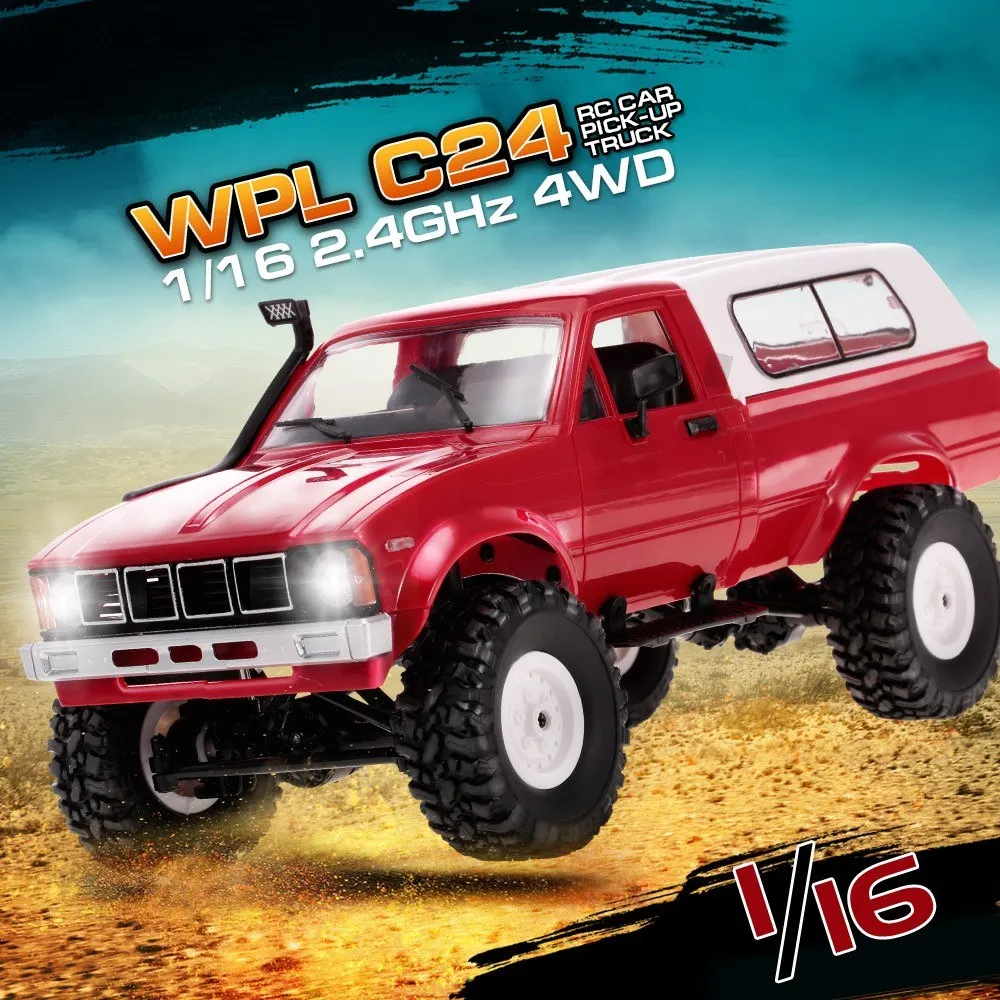 WPL C-24 2,4G 4WD 1:16 внедорожный рок-гусеничный с передним светодиодный Радиоуправляемый автомобиль RTR
