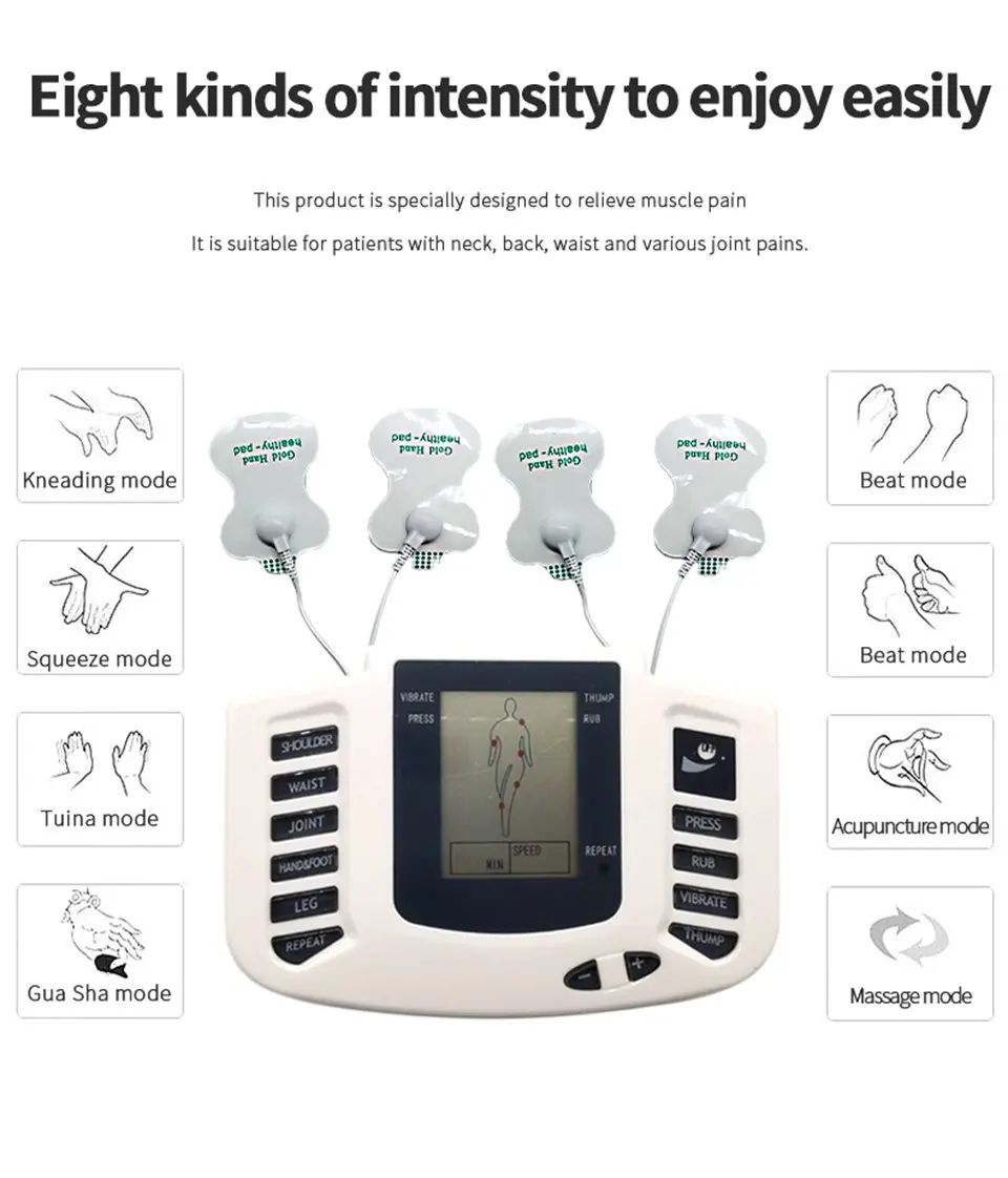 EMS Body Electrical Muscle Stimulator Tens Acupuncture Slimming Massager 16 Pads Digital Therapy for Back Neck Foot Health Care